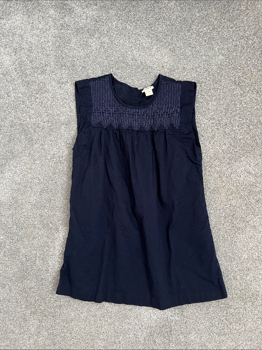 J. Crew Navy Sleeveless Embroidered Yoke Tank